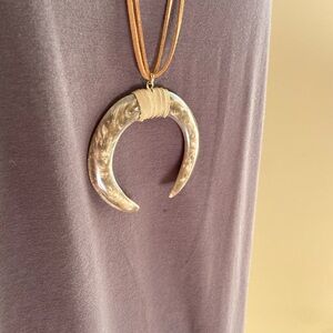 Tan Crescent Pendant Necklace